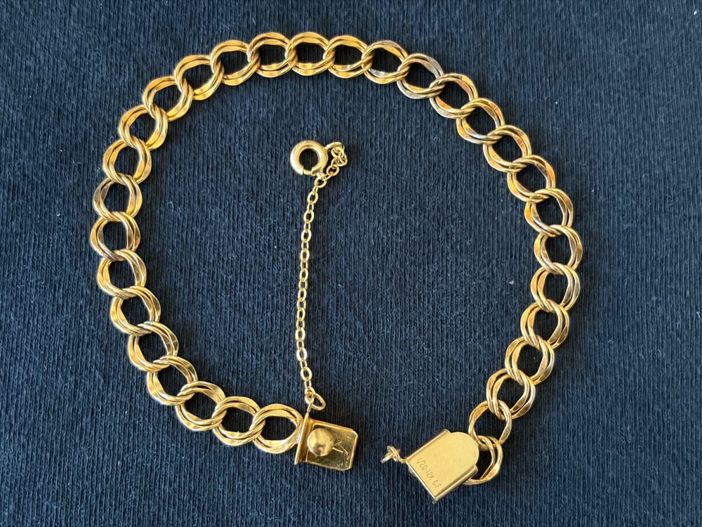 Vtg 1/20 12K Gold Filled Double Twist Chain Bracelet 6g 7 1/2″ long 1/4″ Wide