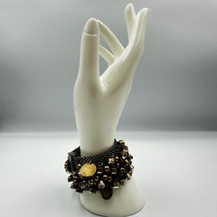 Chunky Antique Gold & Gunmetal Charm Cuff – Multi-Chain Statement Bracelet