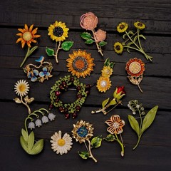 Vintage Women Flower Leave Enamel Brooch Pin Plant Badges Accessories Corsage