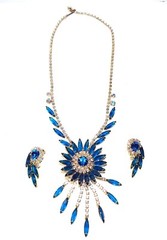 GORGEOUS DELIZZA & ELSTER JULIANA BOOK PIECE BLUE SUNBURST NECKLACE AND EARRINGS