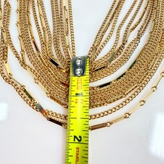 Vintage Multi Strand Necklace Bib Gold Tone Chain Adjustable 17″-20″