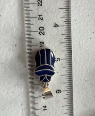 Solid Sterling Silver Egyptian Scarab Silver Pendant Unique Inlaid With Lapis