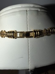 Vintage Style Gold Tone Necklace Link Choker Geometric Chain Ribbed 18”