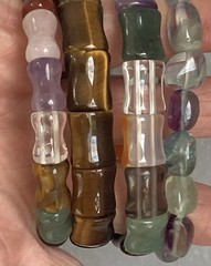 Stone Bracelet Gemstone Lot of 4 Cold Carved Beads Healing Stretch Assorted