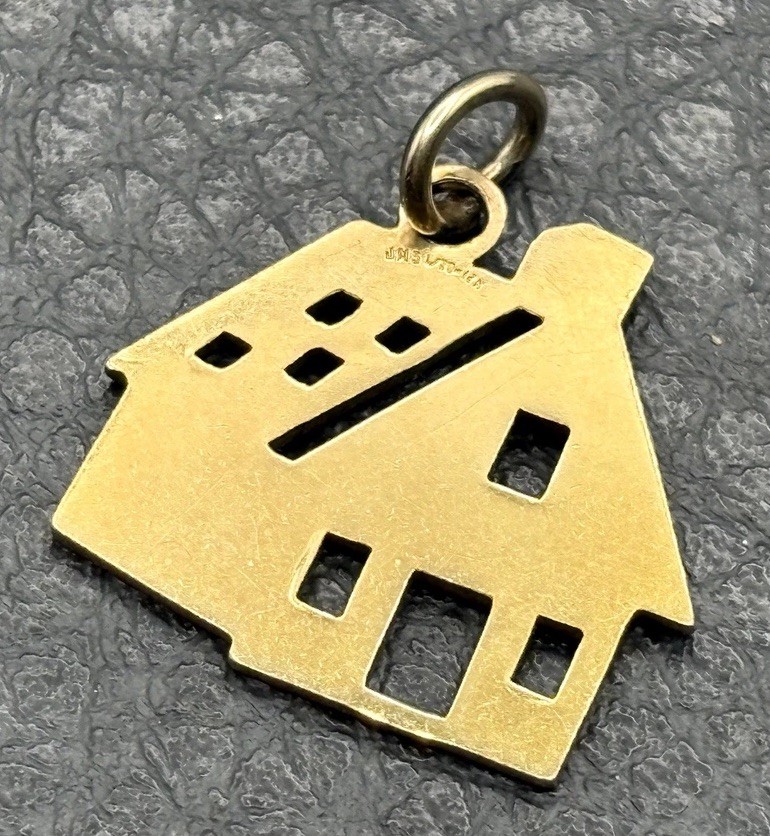 Vintage JMS 12K Yellow Gold Filled House Charm Or Pendant