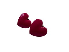 Vintage Hot Pink Heart Stud Earrings Acrylic Resin Love Retro 1980s