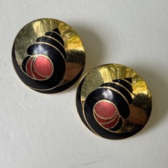 Vintage 1980s 1990s Enamel Earrings Lot Pierced Red Blue Statement Some Signed