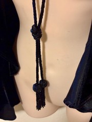 Handmade black glass bead rope necklace belt (a la YSL style) vintage early 90s