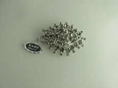 Vtg Karu Arke White Rhinestone Brooch Large White Ice Star Burst Atomic