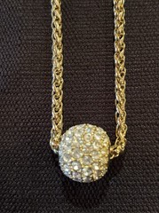 Vintage Joan Rivers Pavé Rhinestone Spinner Ball Gold Tone Necklace Signed