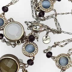 Blue Cabochon & Neutral Stone Long LOFT Necklace – Romantic Classic Chic
