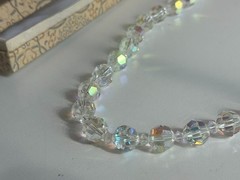 Vintage Chinese Cloisonne Clear Glass Beaded Necklace 22.5 ‘