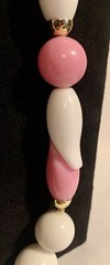 Pink & White Plastic Art Deco Bead Necklace Vintage