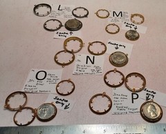 LOT # 19 Vtg Coin Holder Bezel Brass Mountings quarter nickel Silver Dollar +