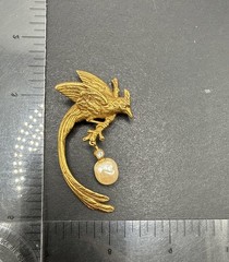 MMA Signed Phoenix Or Other Bird Vintage Brooch Pin J103c