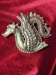 DRAGON SERPENT SEAHORSE BROOCH PIN 2.5″ WIDE VINTAGE DESIGNER SIGNED MMA Estate