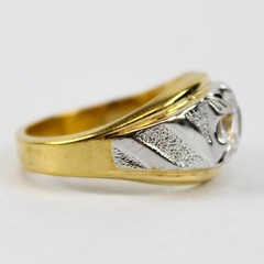 LIND Vintage 14KT HGE Gold Plated Mixed Metal Simulated Diamond Ring Size 12.5