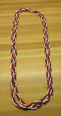 VTG 60″ PATRIOTIC red white blue bead Pullover BRAID STRAND Necklace CAN DOUBLE