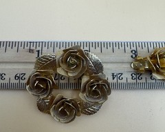 Vtg Judy Lee Gold Rose Leaf Wreath Brooch Clip Earrings Set