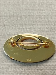 Late 20th century Higo Zogan Ginkgo Inlay Brooch Mitsusuke Japan Damascene Art