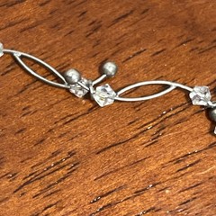 Vtg GSJ 925 Wave Link Beaded Station Necklace For Repair Broken Missing Clasp