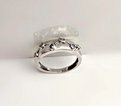 Vintage M&J Savitt Sterling Silver Multi Gemstone Ring – 1970s Modernist Band Si