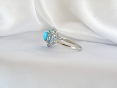 Vintage Sterling Silver 925 Sleeping Beauty Blue Topaz Ring Size 7