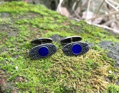 Silver cufflinks with hot enamel Made in the USSR Cufflinks 916 sterling silver