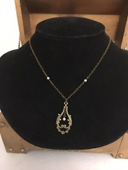 Vintage Goldtone Necklace Simulated Pearl Necklace 14”
