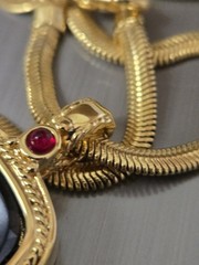 JOAN RIVERS Enamel Imperial Double Head Eagle Necklace Signed 10 in. Vintage