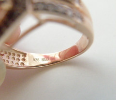 Rose Gold on Sterling Silver 925 Natural Irradiated Peach Morganite Ring Size 6