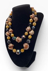 Vintage Signed W Germany Double Strand Lucite AB Bead Necklace 20” MCM