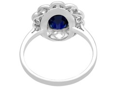 Antique 1.07 Ct Sapphire and 1.54 Ct Diamond Platinum Cluster Ring Circa 1920