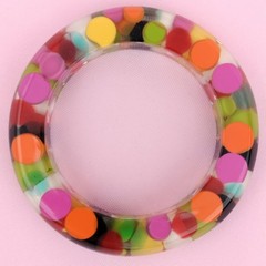 Vtg 1960s SOBRAL Clear Lucite Colorful Injected Bubble Chunky Bracelet Mod 8″