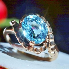 10k yellow gold ring 2.50ct blue topaz solitaire size 5.5 vintage 4.00gr N3511