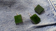 vintage set pendant and earrings ussr natural nephritis