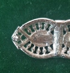 Vintage Designer Silver Toned Rhinestone Brooch Pin Elegant 2 1/4″ Long & Marked