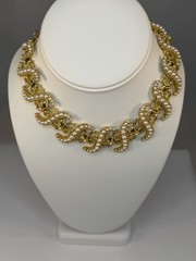 Rare Vintage 1950s 1960s Coastal Theme Faux Pearl Segmented Collar Necklace