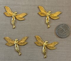 Vintage NOS Brass Fairy Stampings Art Nouveau Winged Nymph Jewelry Findings Lot