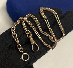 BOLD! 11.2g Cuban Curb Gold filled fob victorian Vtg Gf 13.3” Figaro 3.9mm