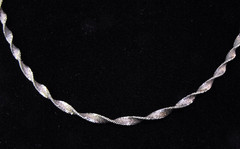 FAS Twisted Herringbone Necklace 20″ Long Chain Vintage Sterling Silver Patina