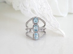 New Natural Blue Topaz Modern Sterling Silver 925 Ring Size 7