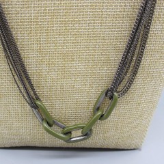 Kenneth Cole Necklace Green Enameled Links Gunmetal Tone Chains Opera 36 Inch