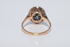 Antique Circa 1920s 18k Gold Art Deco Natural Rose Cut Diamond Decorated Ring