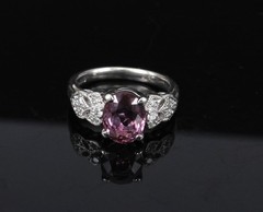 Fine 2.97ct GIA Madagascar Pink Sapphire & 0.13ct Diamond Platinum Ring Size 5