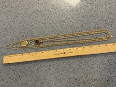 Vintage 20” Goldette 4-Strand Chain Intaglio Cameo & Locket Pendant Necklace