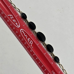 Vintage Symmetalic Sterling Silver 14k 1/20 GF Onyx Necklace Choker 15.5″