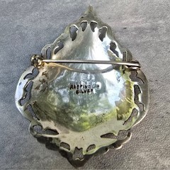 Vintage Thai Siam Niello Silver Brooch Mekhala Ramasoon Goddess Thunder Black