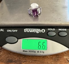 Vintage QVC HSN ? Amethyst & Clear CZ Sterling Silver Cocktail Ring Sz 7 6.6g