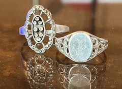 925 Vintage Sterling Silver Art Deco Rings 5.8 Grams Total Weight JP Monogram